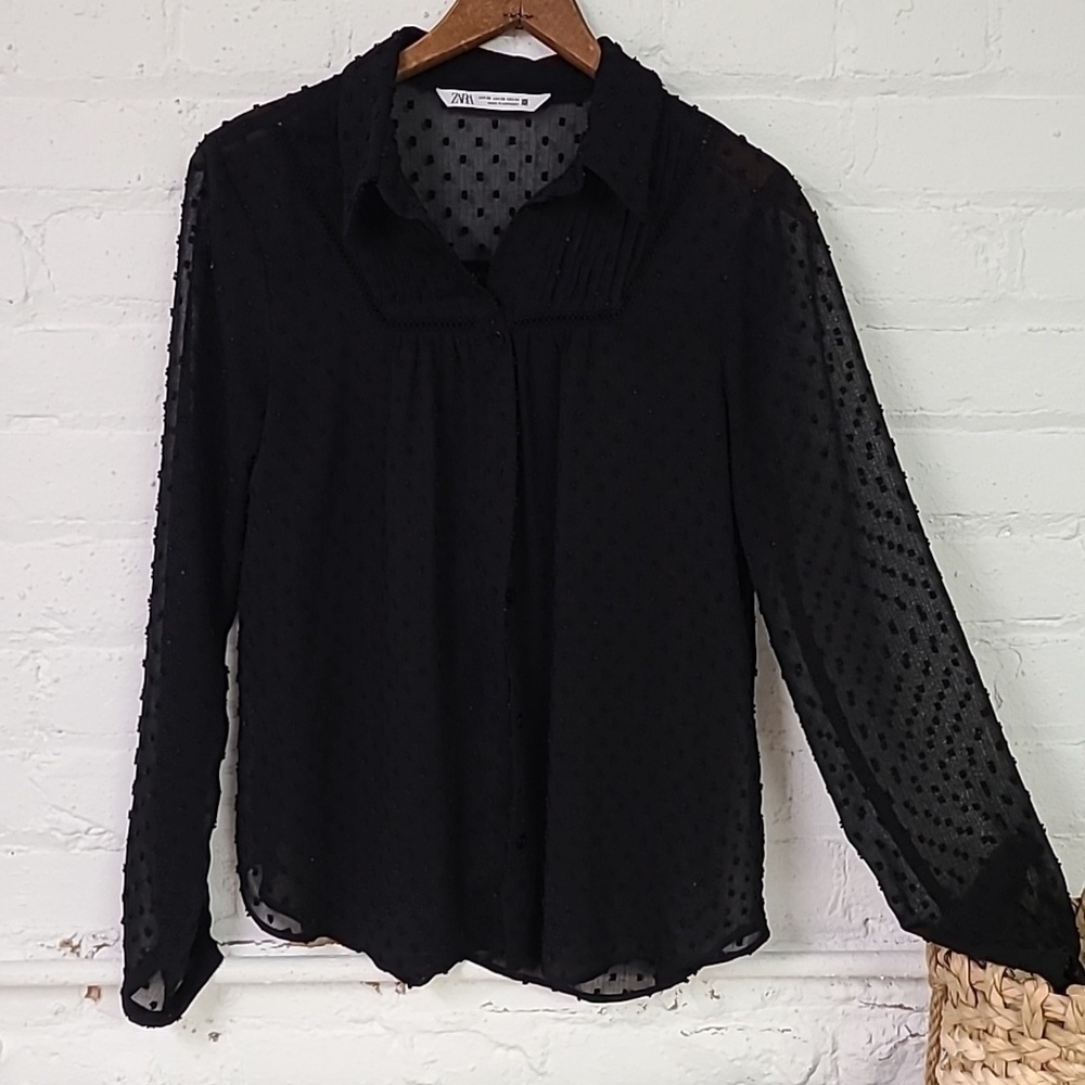 Zara XS Blouse Black Lace
